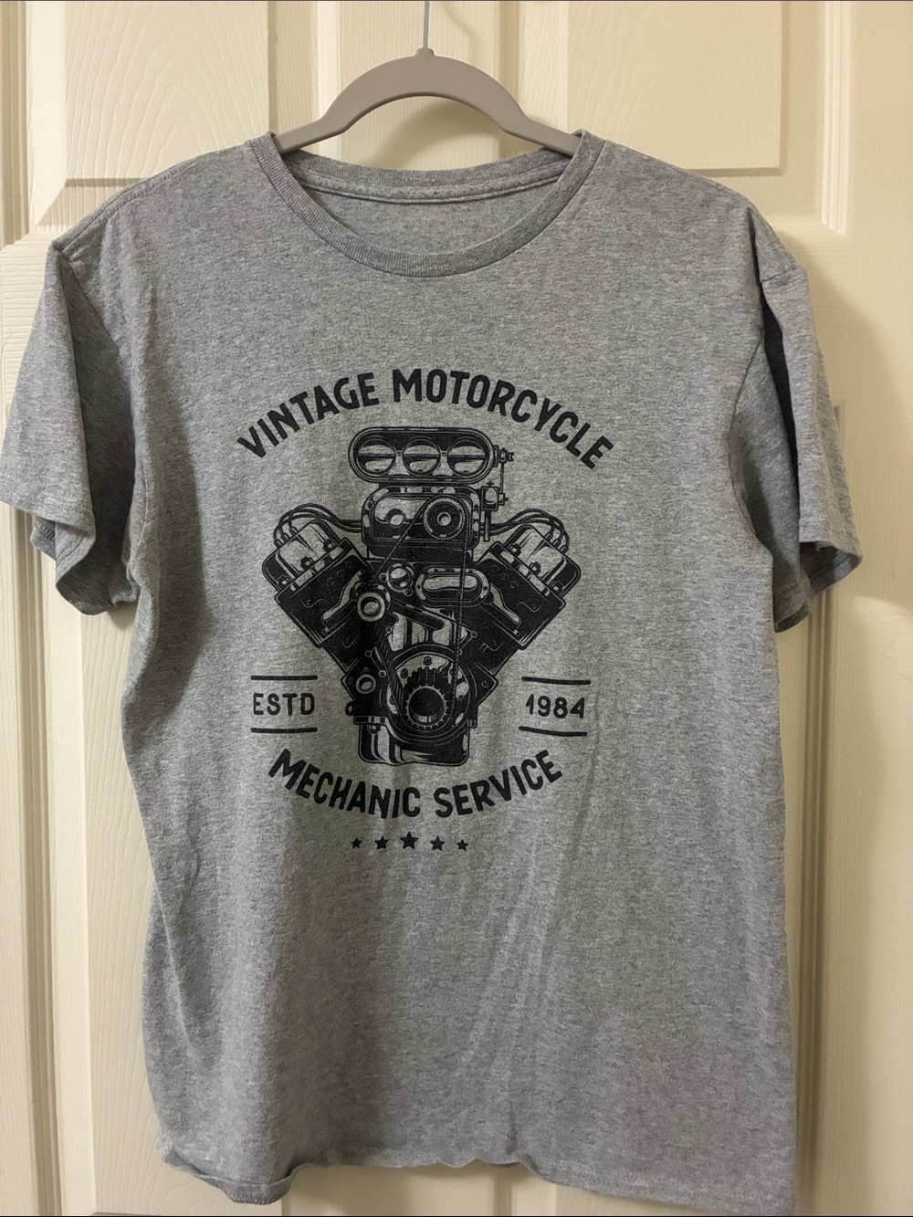 Vintage Motorcycle Graphic Tee - Gray